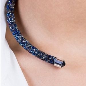 Blue & Silvertone Necklace w/Swarovski Crystals